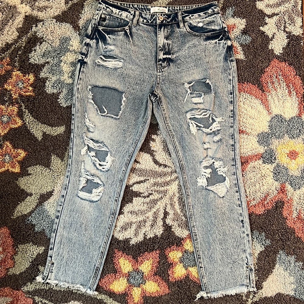 Distressed High Waisted Mom Jeans